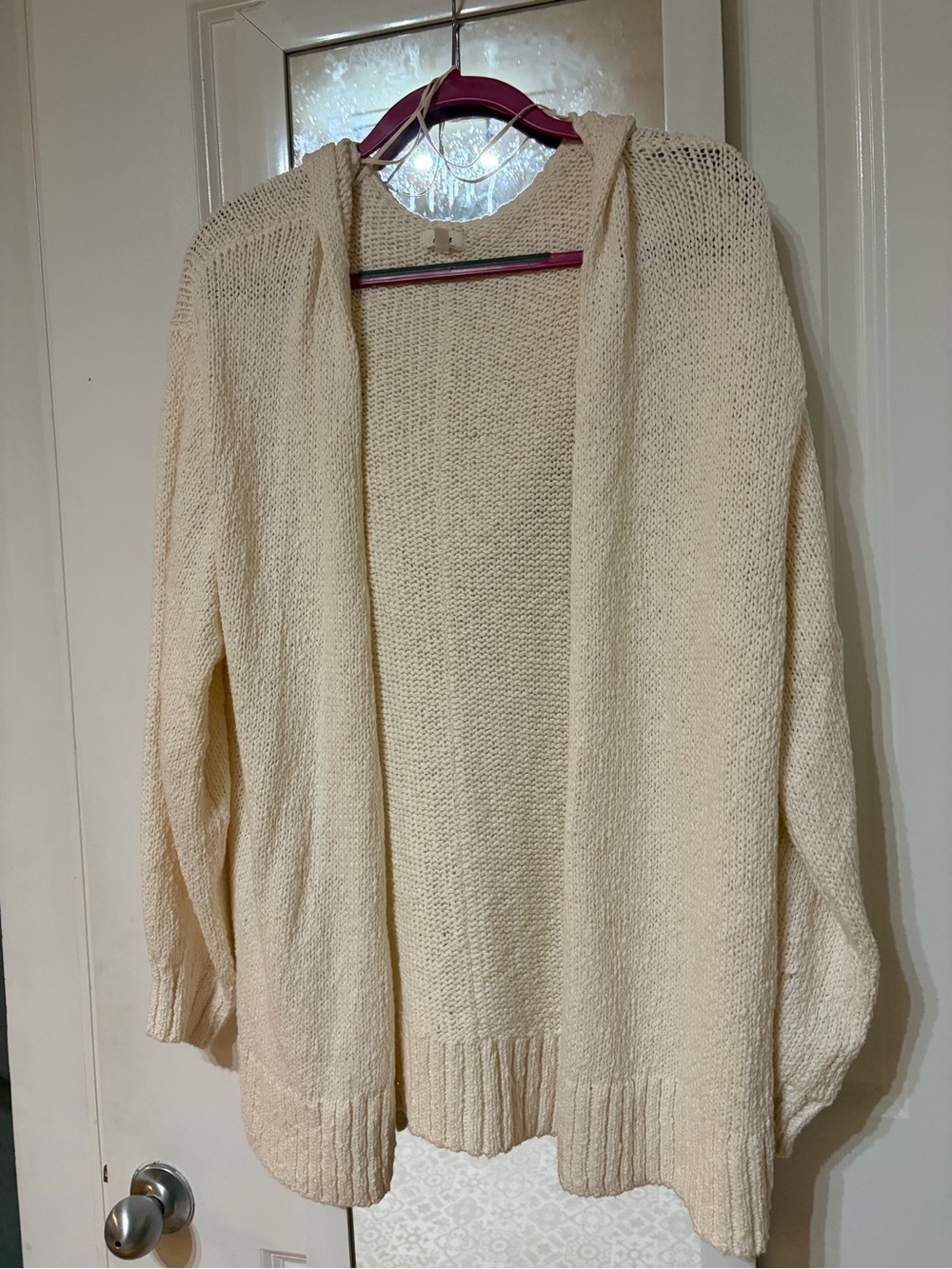 aerie Open-Front Hooded Cardigan - Cream
